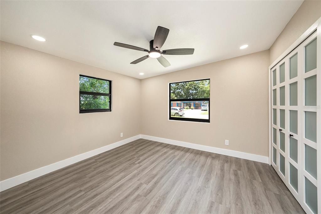 Empty room, Interior, Recessed Lighting, Wood Texture Flooring