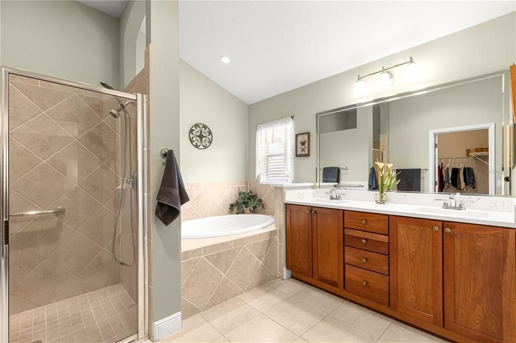 Bathroom, Dual Sink Vanities, Glass Shower, Interior, Recessed Lighting