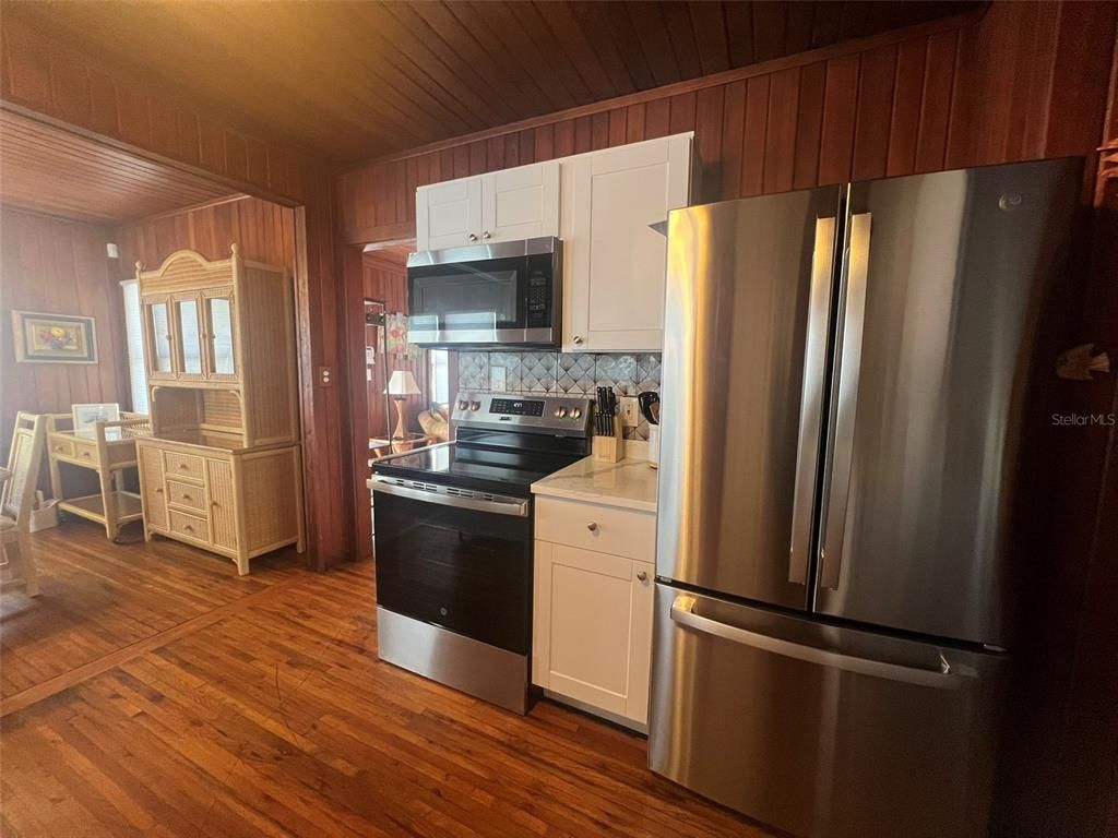 Interior, Kitchen, Stainless Steel Appliances, Wooden Ceilings, Wood Texture Flooring, Wooden Walls