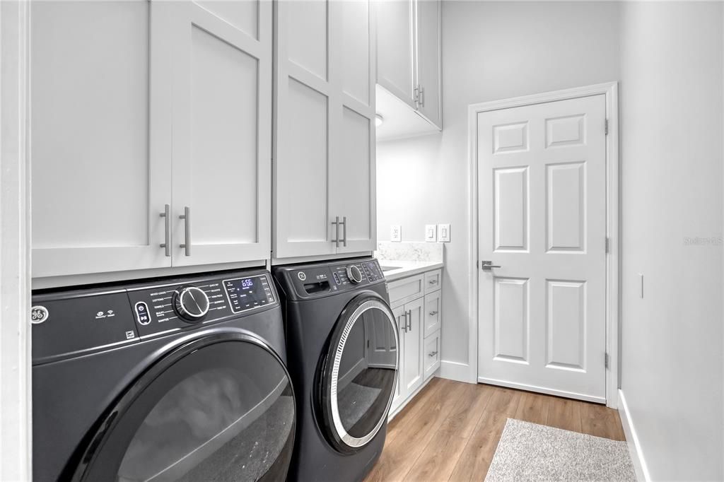 Interior, Washer, Wood Texture Flooring