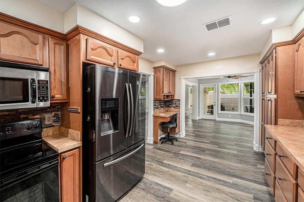 Interior, Kitchen, Recessed Lighting, Wood Texture Flooring