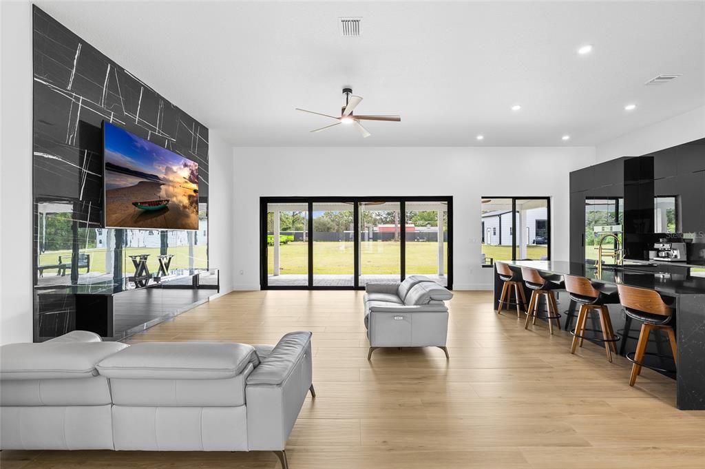 Interior, Living room, Recessed Lighting, Wood Texture Flooring