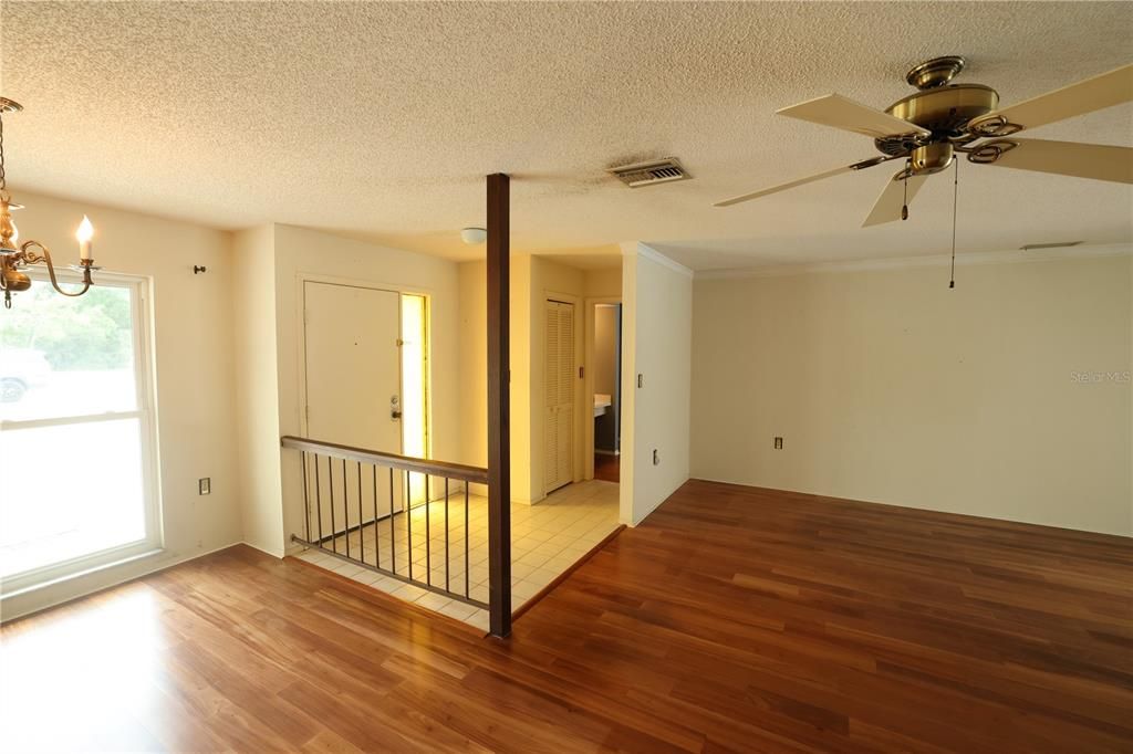Chandelier, Empty room, Interior, Wood Texture Flooring