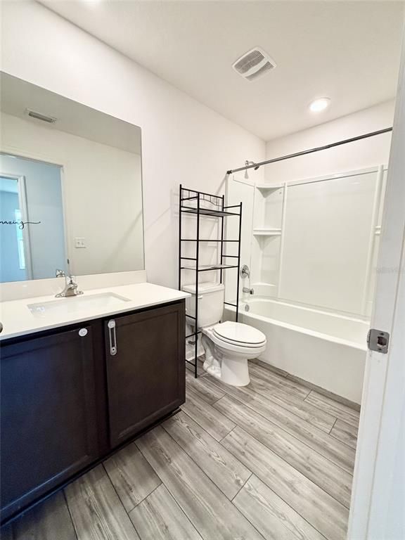Bathroom, Interior, Recessed Lighting, Wood Texture Flooring