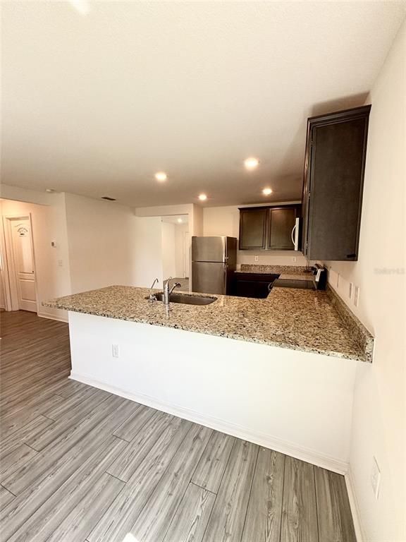 Interior, Kitchen, Recessed Lighting, Wood Texture Flooring