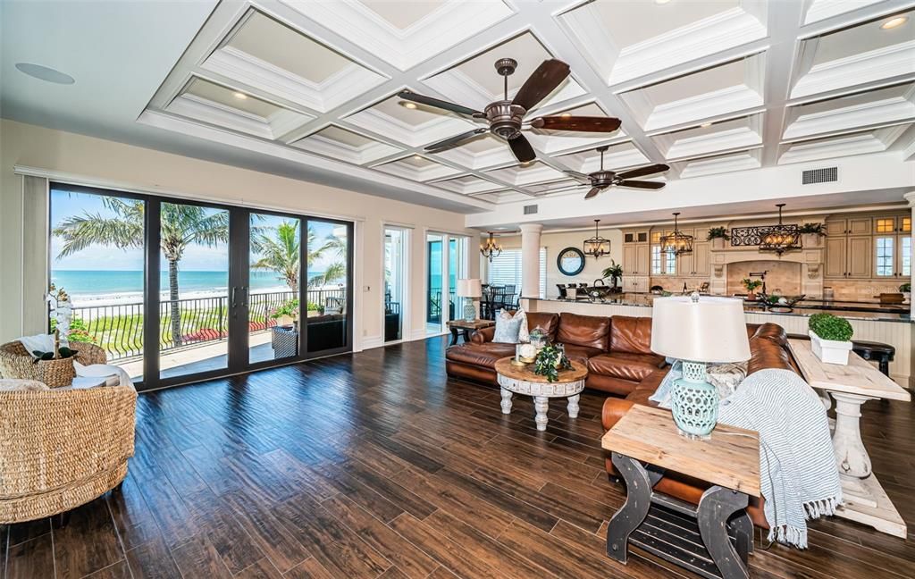 Chandelier, Dining room, Interior, Living room, Recessed Lighting, Water, Wood Texture Flooring