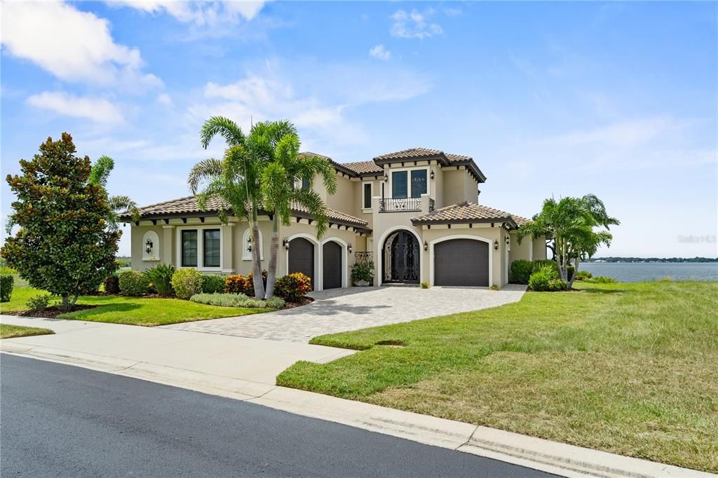 Attached, Backyard, Exterior, Facade, Water, Mediterranean