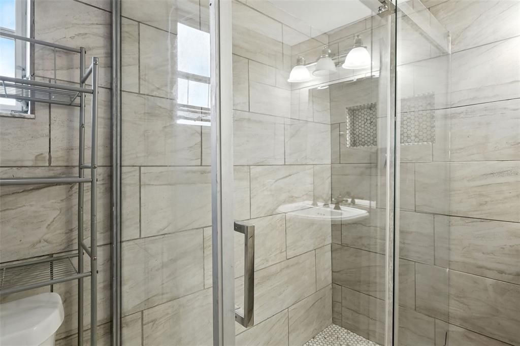 Bathroom, Glass Shower, Interior, Marble Walls
