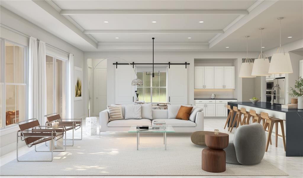 Interior, Kitchen, Living room, Pendant Lights, Recessed Lighting