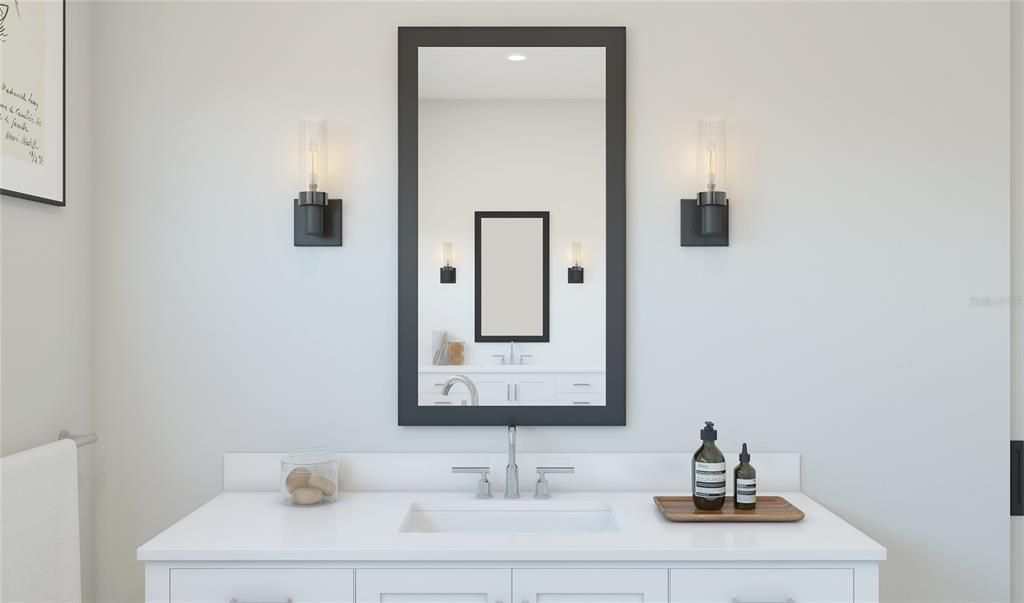 Bathroom, Dual Sink Vanities, Interior, Recessed Lighting