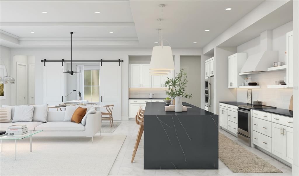 Dining room, Interior, Kitchen, Living room, Pendant Lights, Recessed Lighting, Stainless Steel Appliances