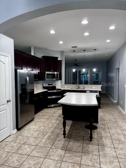 Billiard Table, Interior, Kitchen, Pendant Lights, Recessed Lighting, Stainless Steel Appliances