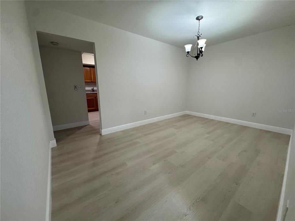 Chandelier, Empty room, Interior, Pendant Lights, Wood Texture Flooring