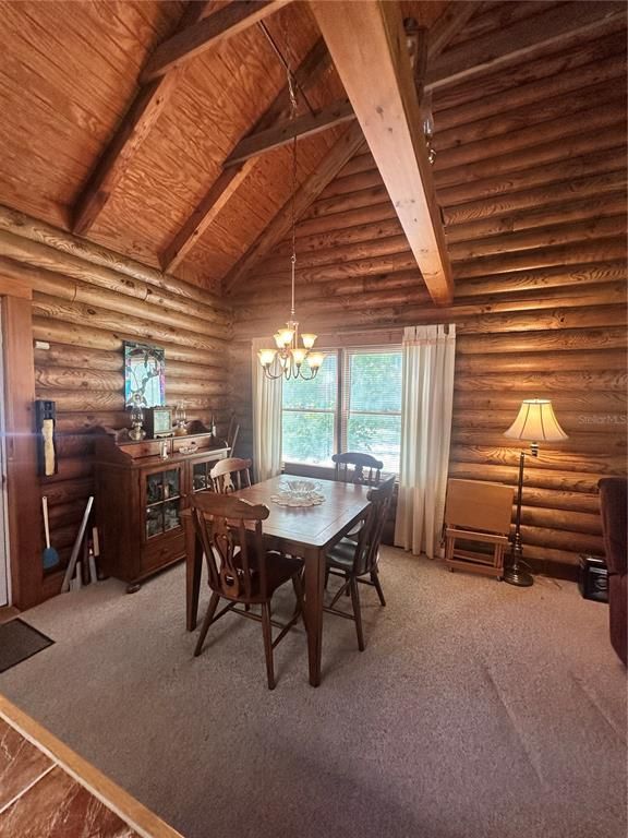 Chandelier, Dining room, Interior, Wooden Beams, Wooden Ceilings, Wooden Walls