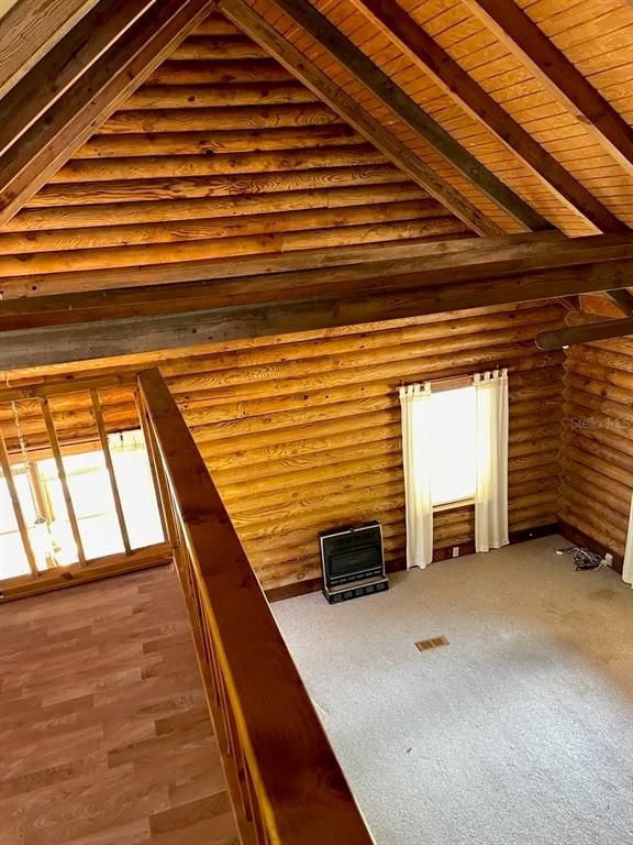 Empty room, Fireplace, Interior, Wooden Beams, Wooden Ceilings, Wood Texture Flooring, Wooden Walls