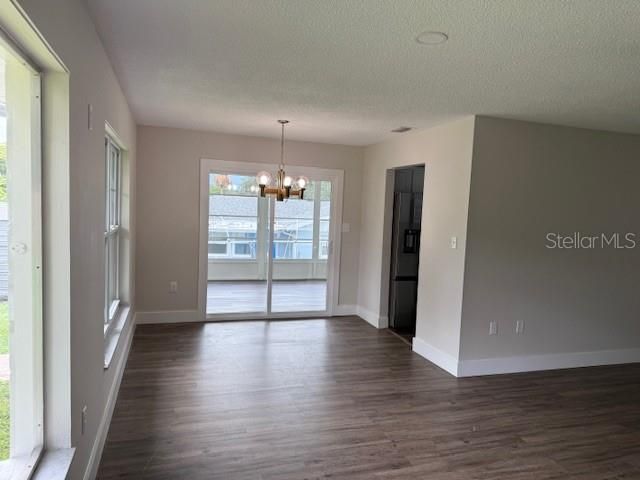 Chandelier, Empty room, Interior, Wood Texture Flooring