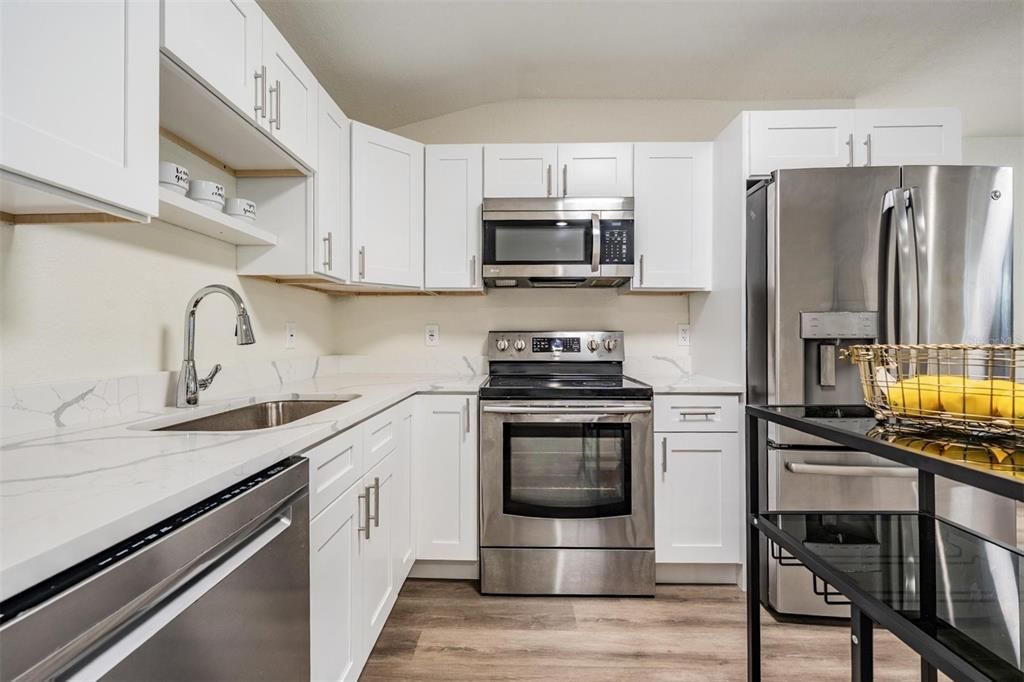 Interior, Kitchen, Stainless Steel Appliances, Wood Texture Flooring