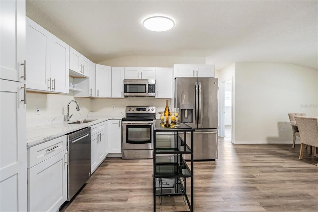 Interior, Kitchen, Stainless Steel Appliances, Wood Texture Flooring