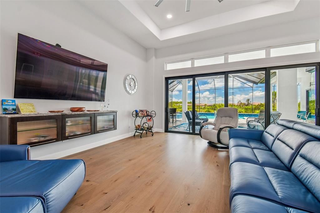 Interior, Living room, Recessed Lighting, Wood Texture Flooring