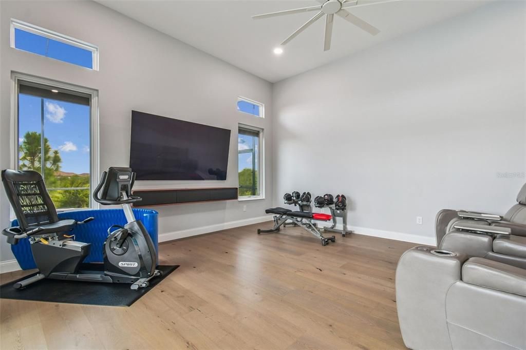 Fitness Equipment, Interior, Recessed Lighting, Wood Texture Flooring