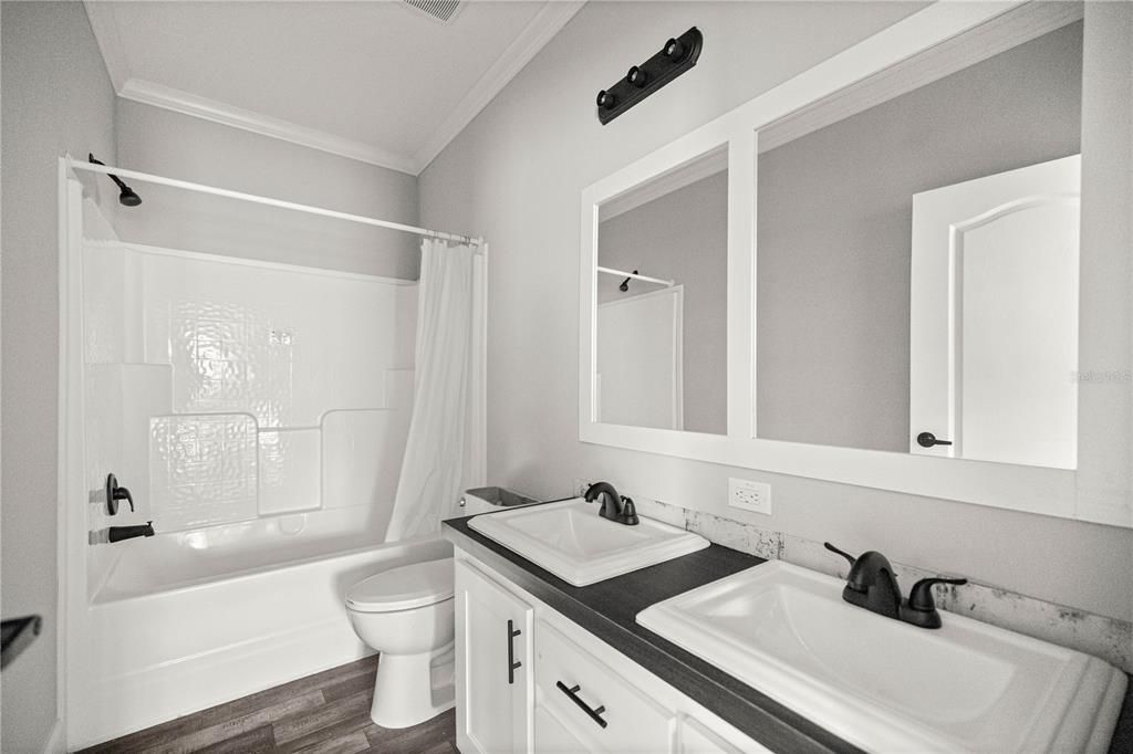 Bathroom, Dual Sink Vanities, Interior, Wood Texture Flooring