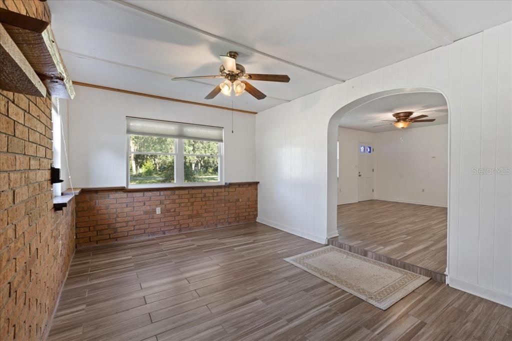 Empty room, Interior, Stone Walls, Wood Texture Flooring