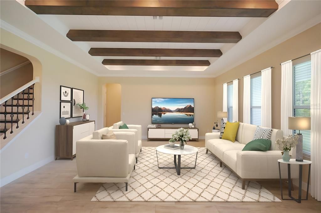 Interior, Living room, Wooden Beams, Wood Texture Flooring