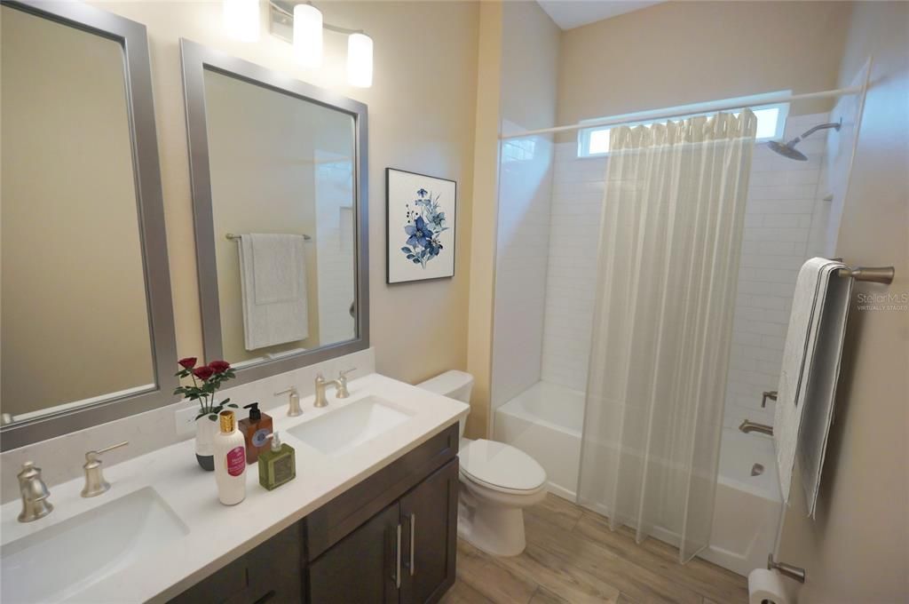 Bathroom, Dual Sink Vanities, Interior, Wood Texture Flooring