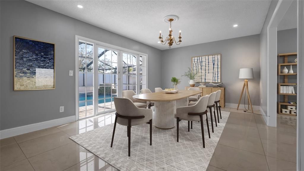Fireplace, Interior, Living room, Recessed Lighting, Stone Walls