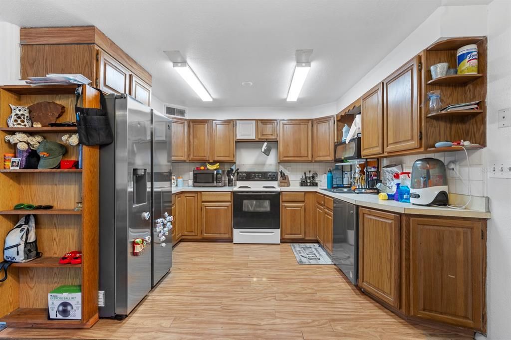 Interior, Kitchen, Stainless Steel Appliances, Wood Texture Flooring