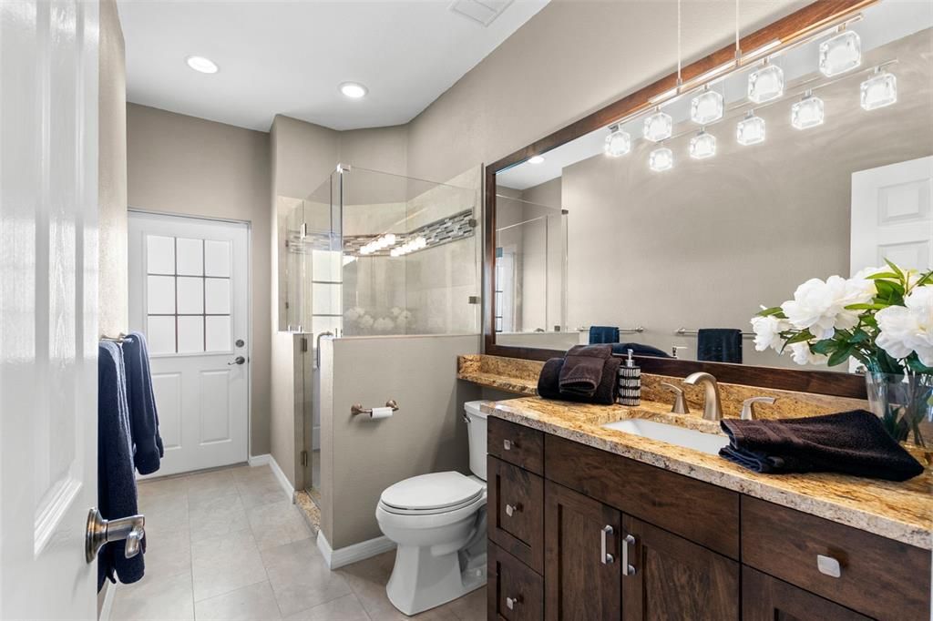 Bathroom, Glass Shower, Interior, Recessed Lighting