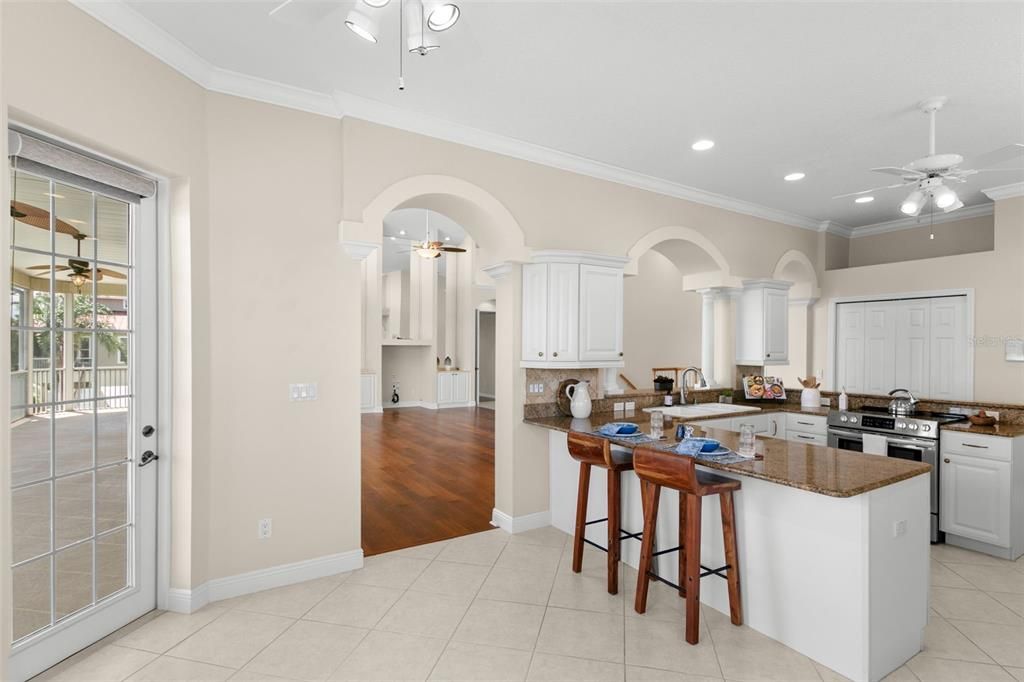 Interior, Kitchen, Recessed Lighting, Wood Texture Flooring