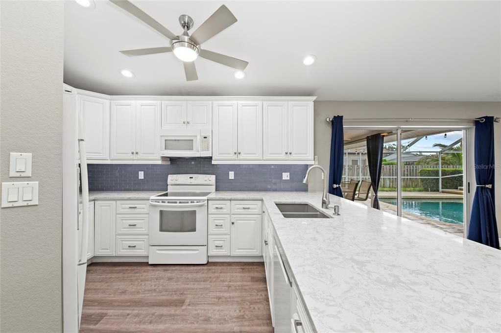 Interior, Kitchen, Recessed Lighting, Wood Texture Flooring