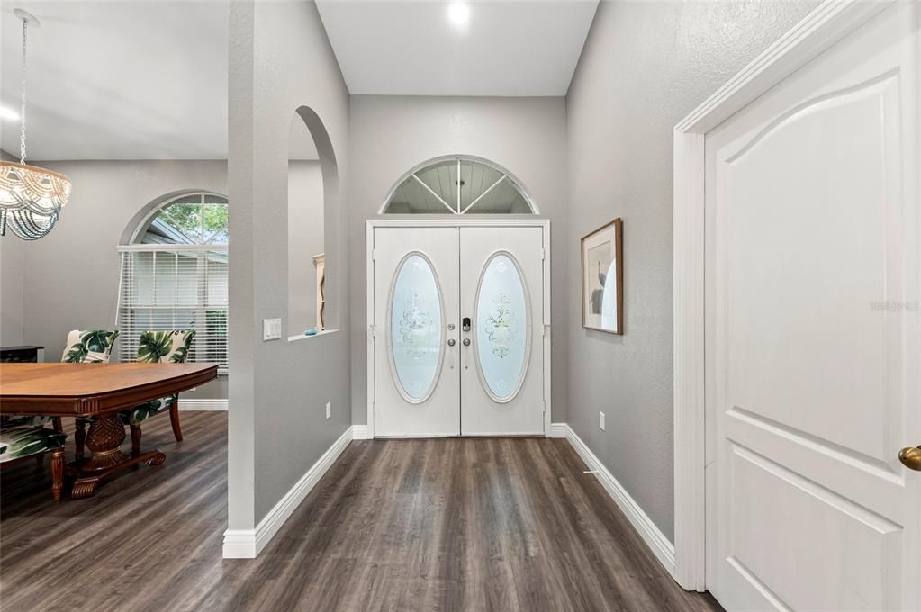 Dining room, Interior, Recessed Lighting, Wood Texture Flooring