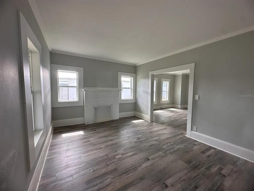Empty room, Fireplace, Interior, Wood Texture Flooring