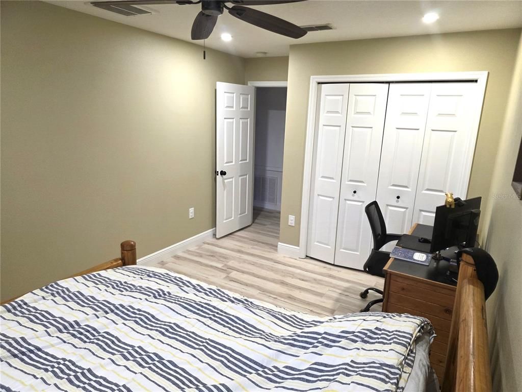 Bedroom, Home Office, Interior, Recessed Lighting, Wood Texture Flooring