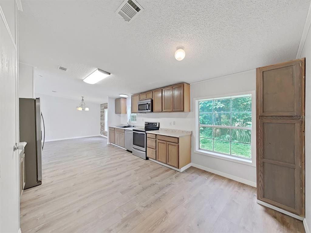 Interior, Kitchen, Stainless Steel Appliances, Wood Texture Flooring