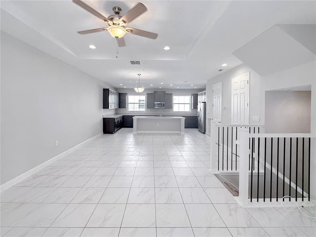 Chandelier, Interior, Kitchen, Marble, Pendant Lights, Recessed Lighting