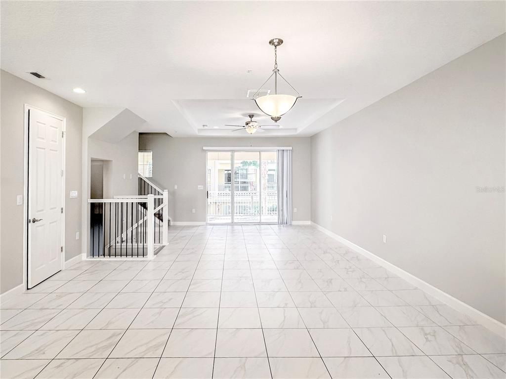 Empty room, Interior, Marble, Pendant Lights, Recessed Lighting