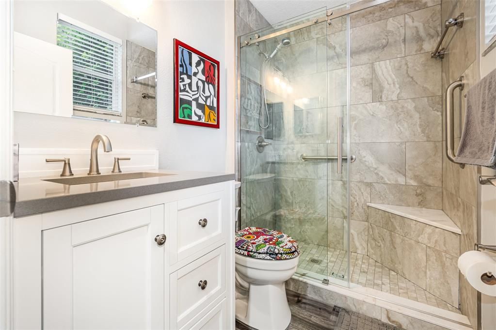 Bathroom, Glass Shower, Interior, Marble Walls