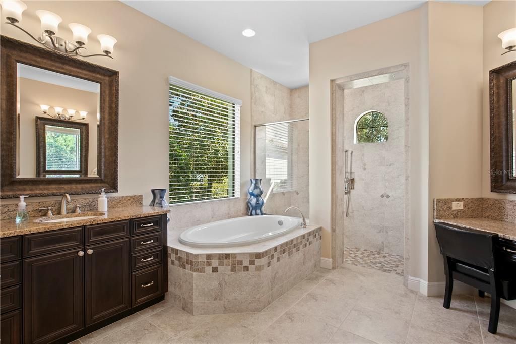 Bathroom, Dual Sink Vanities, Glass Shower, Interior, Recessed Lighting