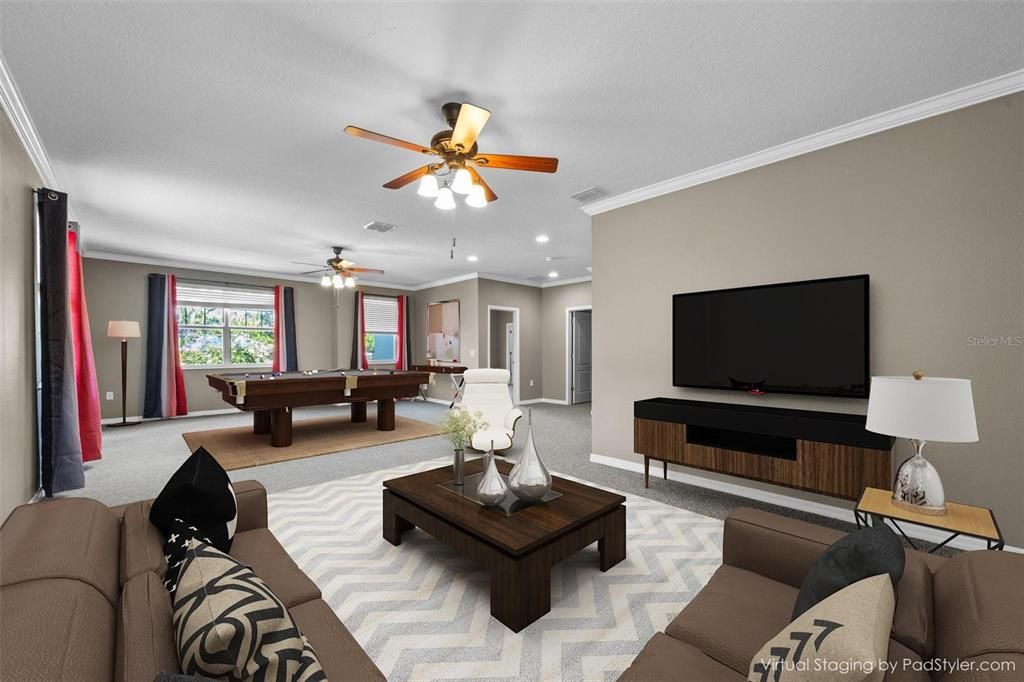 Billiard Table, Game Room, Interior, Living room, Recessed Lighting