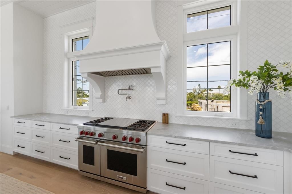 Interior, Kitchen, Stainless Steel Appliances, Water, Wood Texture Flooring