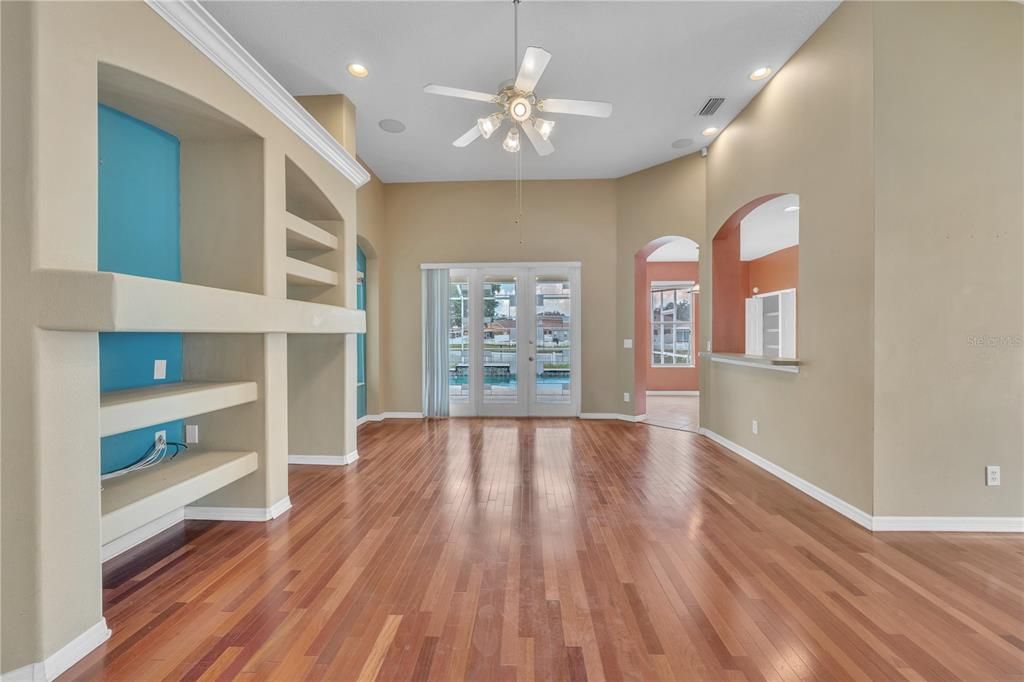 Empty room, Interior, Recessed Lighting, Wood Texture Flooring