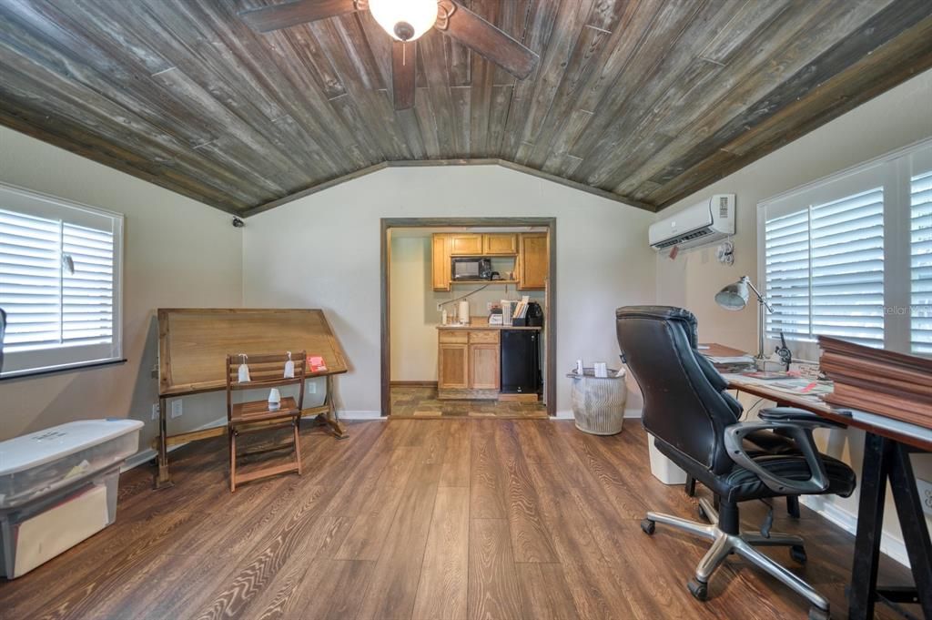 Home Office, Interior, Wooden Ceilings, Wood Texture Flooring