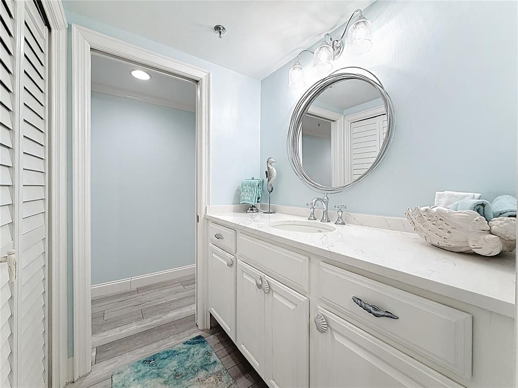 Bathroom, Interior, Recessed Lighting, Wood Texture Flooring