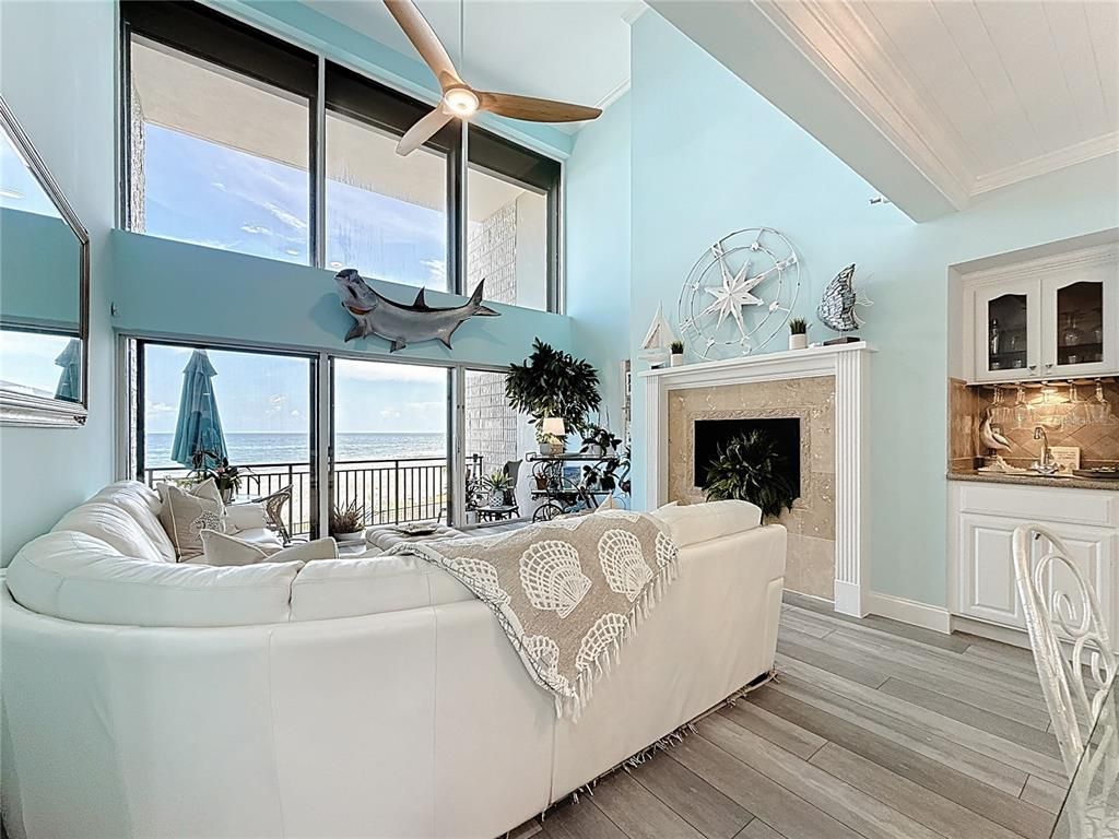 Fireplace, Interior, Living room, Water, Wood Texture Flooring