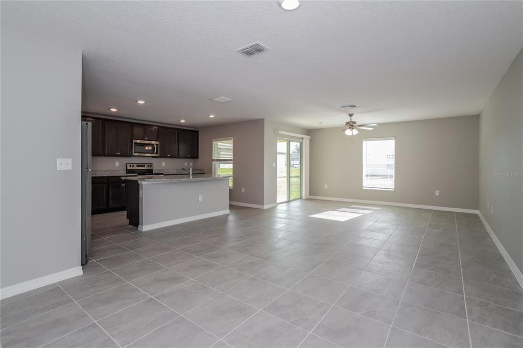 Empty room, Interior, Kitchen, Recessed Lighting, Stainless Steel Appliances