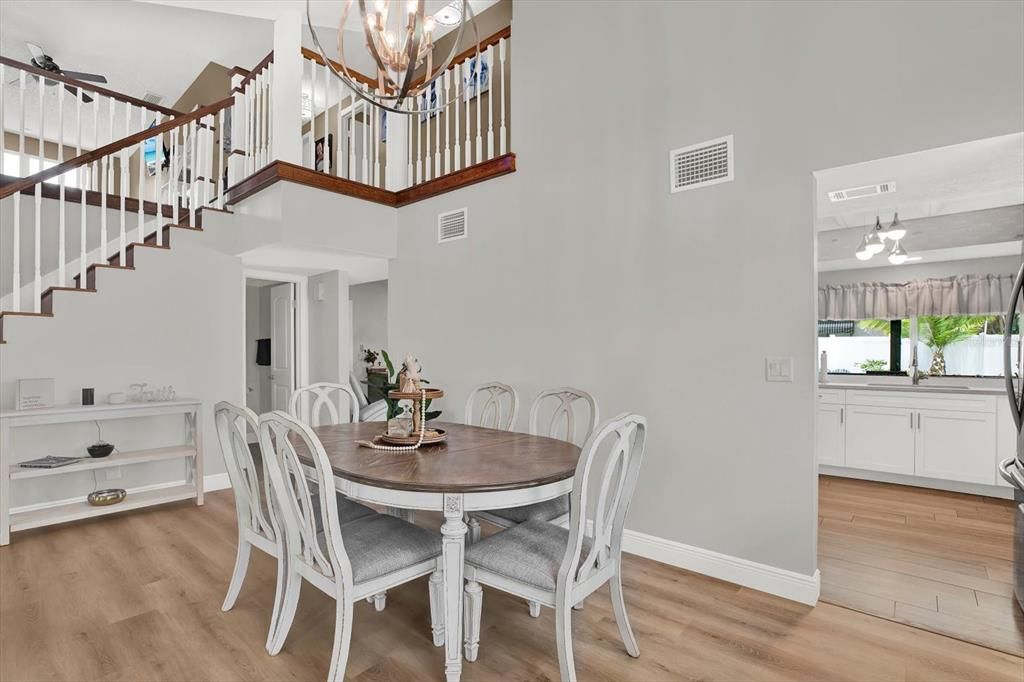 Chandelier, Dining room, Interior, Wood Texture Flooring