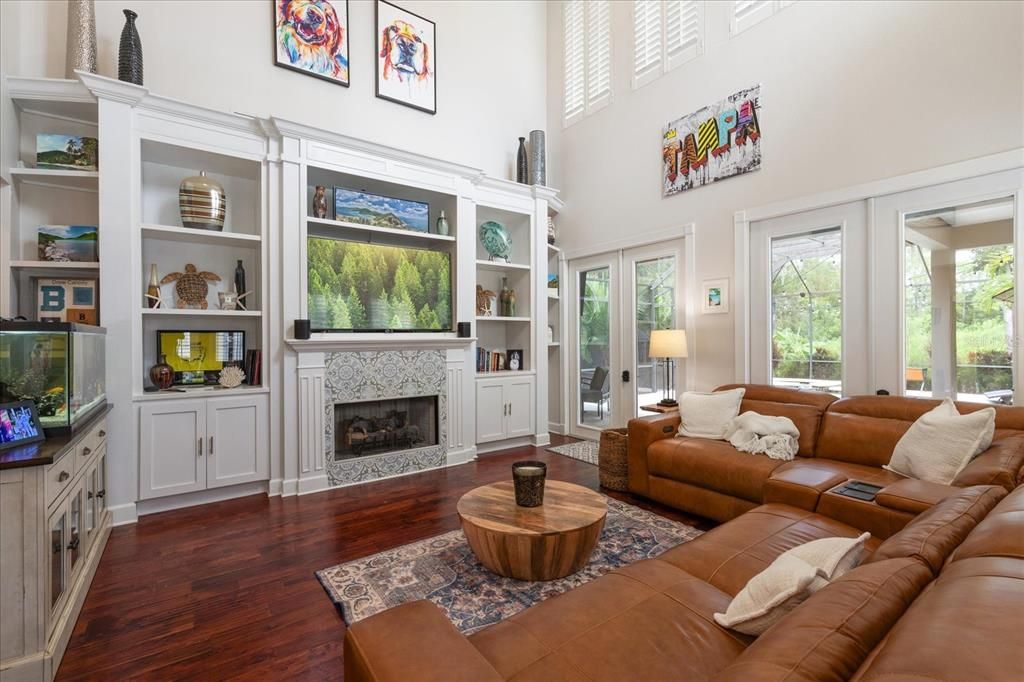 Fireplace, Interior, Living room, Wood Texture Flooring